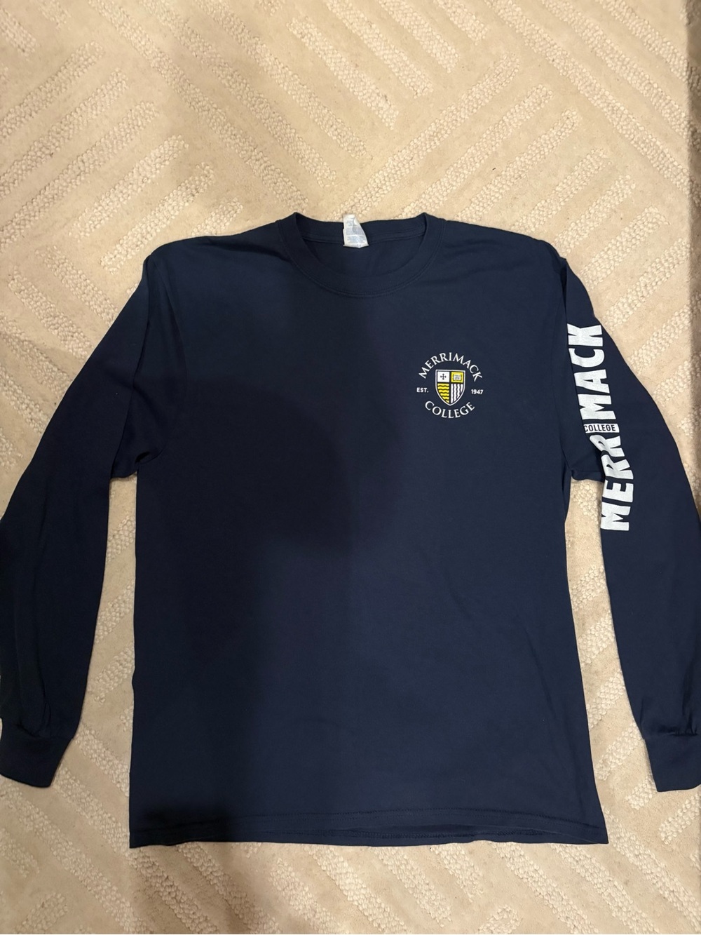 Merrimack College Navy Long-Sleeve Crewneck Shirt